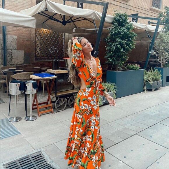 ZARA CUT OUT PRINTED DRESS XS - Picture 5 of 9